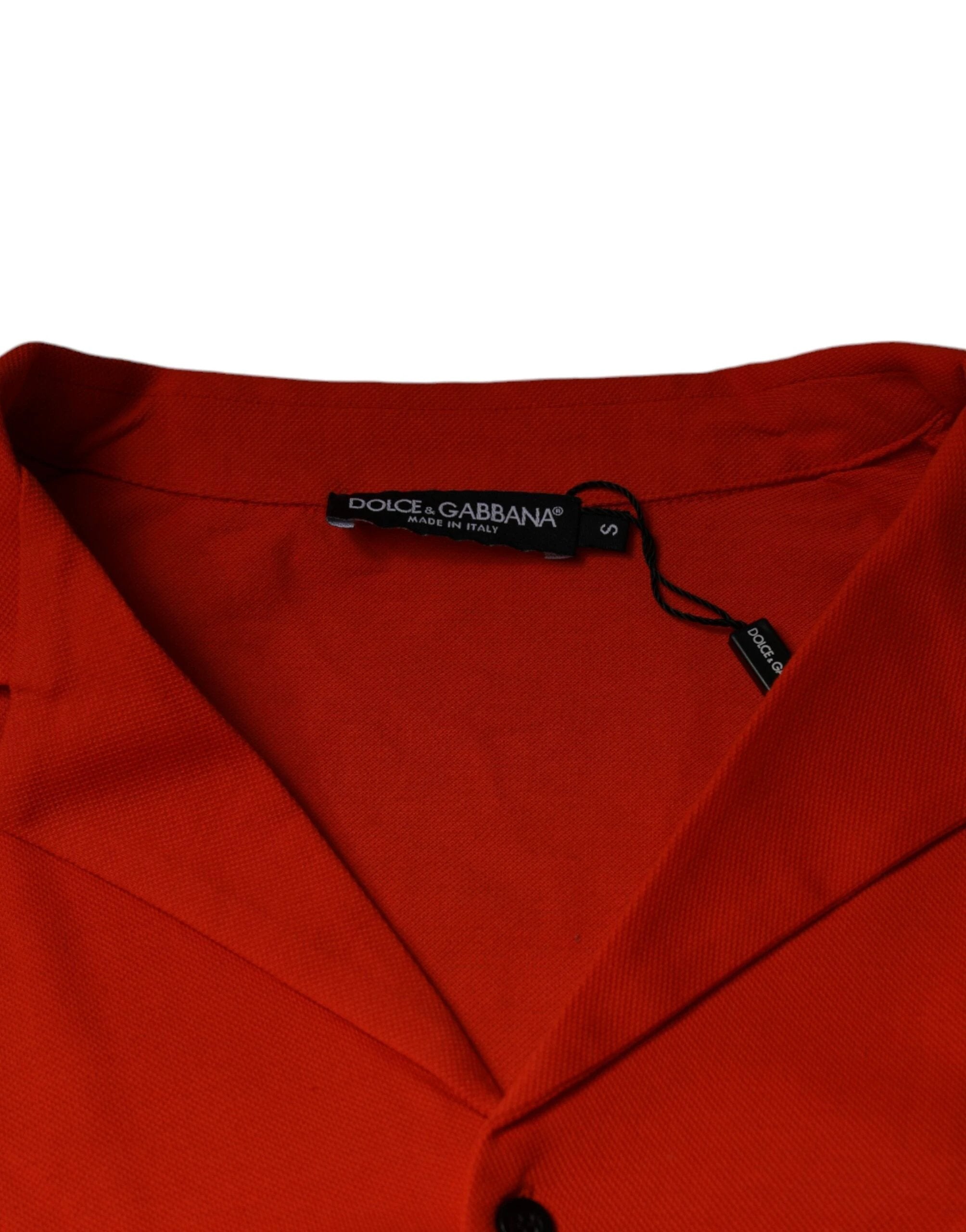 Dolce & Gabbana Orange Cotton Button Down Casual Polo Shirt by Dolce & Gabbana