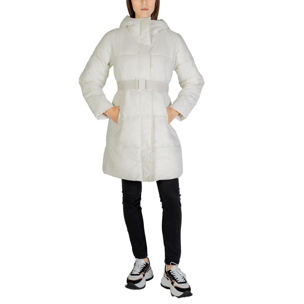 Calvin Klein Jeans Cream Nylon Coat by Calvin Klein Jeans