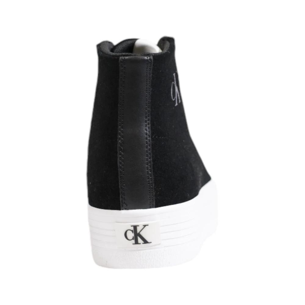 Calvin Klein Jeans Black Suede Leather Platform Sneakers Calvin Klein Jeans