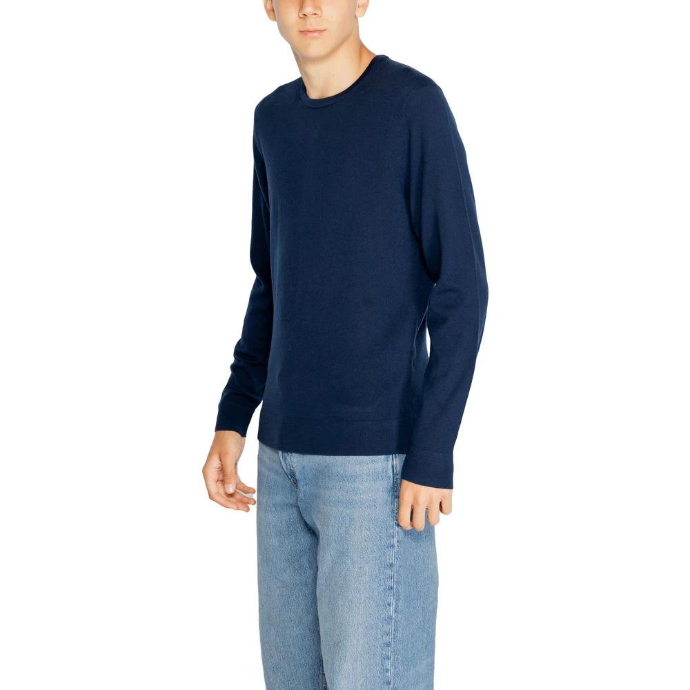 Calvin Klein Blue Recycled Wool Sweatshirt by Calvin Klein