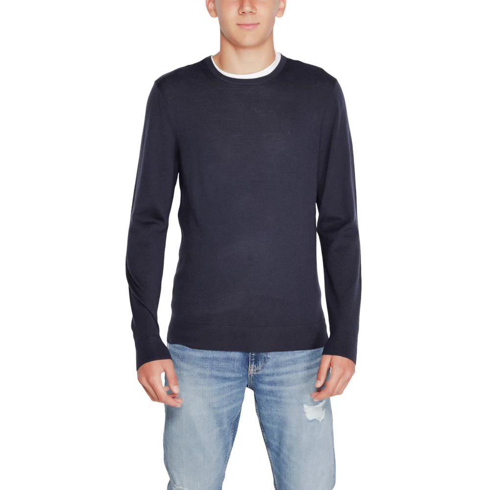 Calvin Klein Blue Recycled Wool Sweatshirt by Calvin Klein