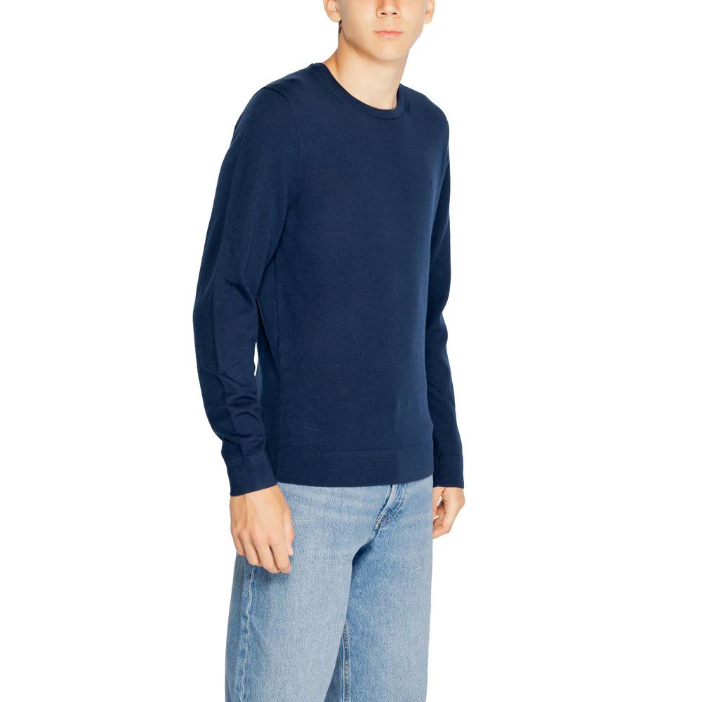 Calvin Klein Blue Recycled Wool Sweatshirt by Calvin Klein