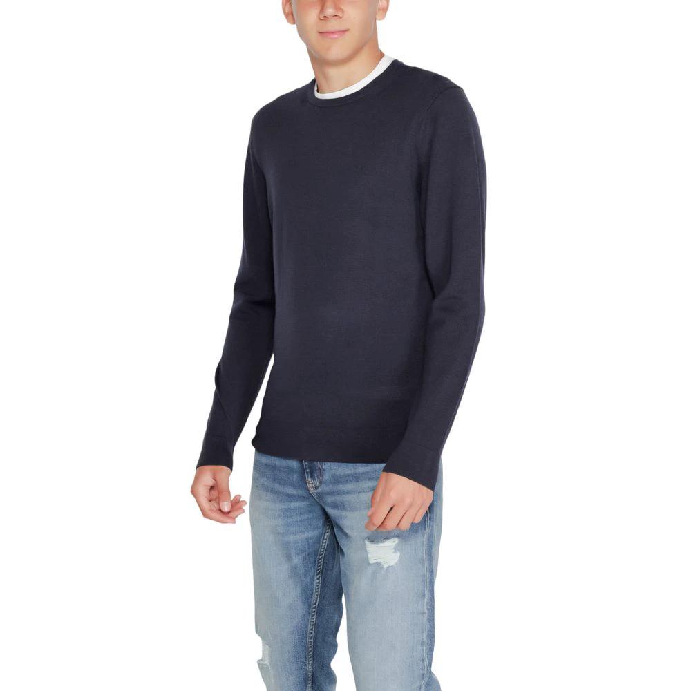 Calvin Klein Blue Recycled Wool Sweatshirt by Calvin Klein