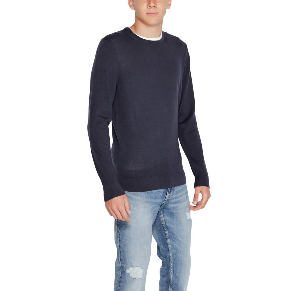Calvin Klein Blue Recycled Wool Sweatshirt by Calvin Klein