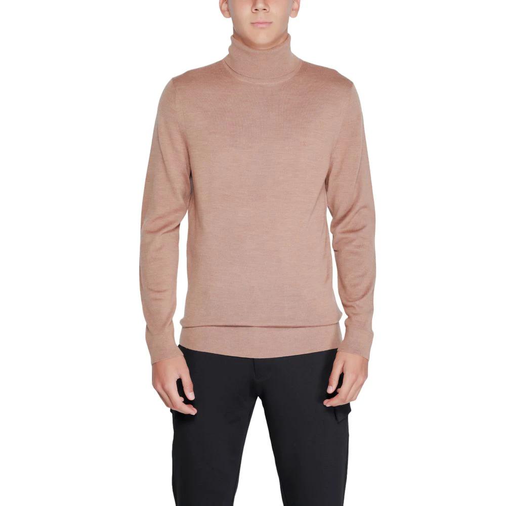 Calvin Klein Beige Wool Turtleneck by Calvin Klein