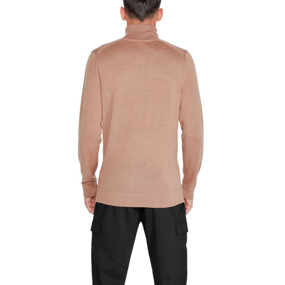 Calvin Klein Beige Wool Turtleneck by Calvin Klein