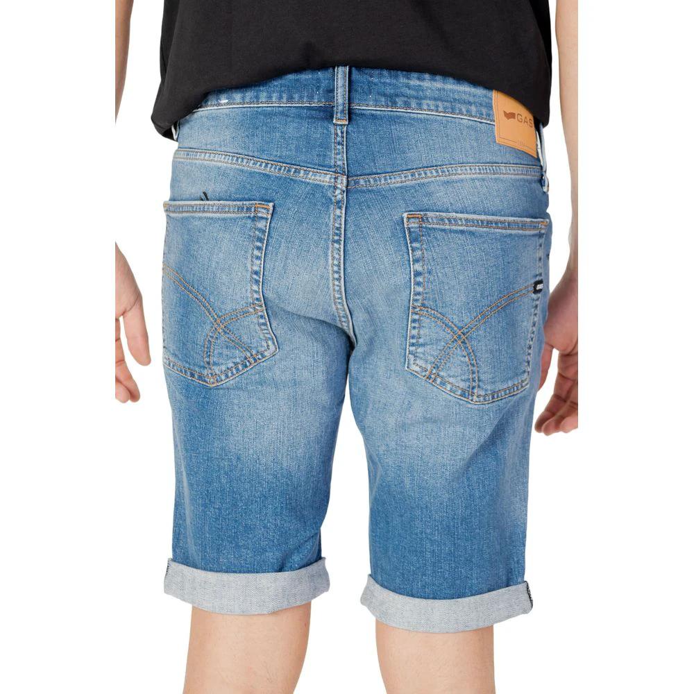 Gas Blue Cotton Bermuda Shorts by Gas