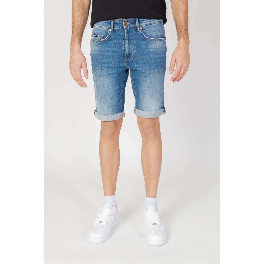 Gas Blue Cotton Bermuda Shorts by Gas