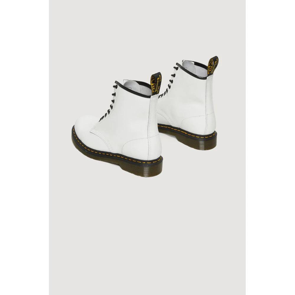 Dr. Martens White Leather Lace-Up Boots by Dr. Martens