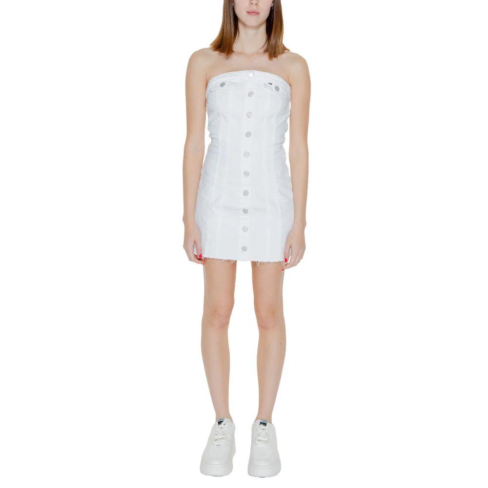 Tommy Hilfiger Jeans White Recycled Cotton Short Dress by Tommy Hilfiger Jeans