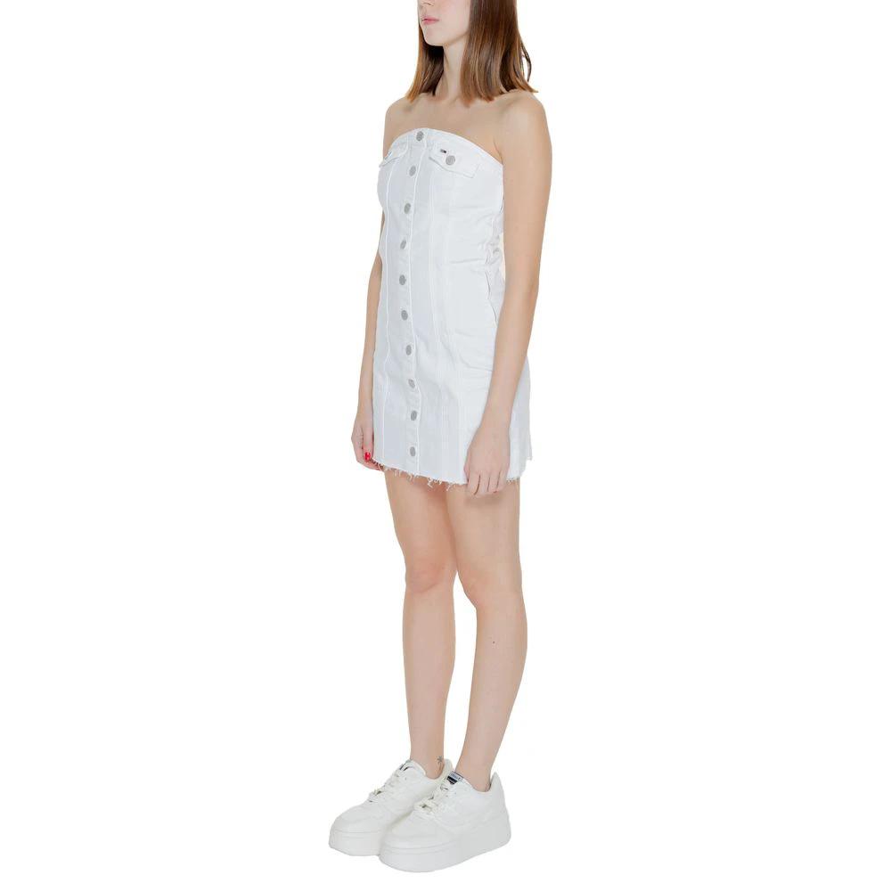 Tommy Hilfiger Jeans White Recycled Cotton Short Dress by Tommy Hilfiger Jeans