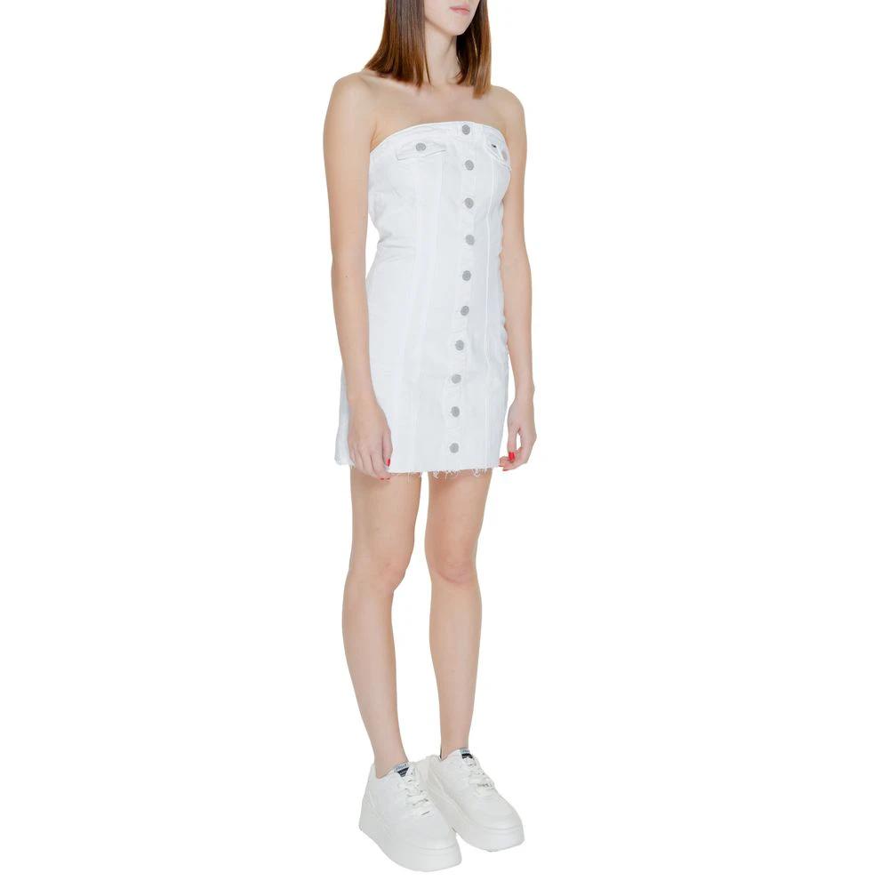 Tommy Hilfiger Jeans White Recycled Cotton Short Dress by Tommy Hilfiger Jeans