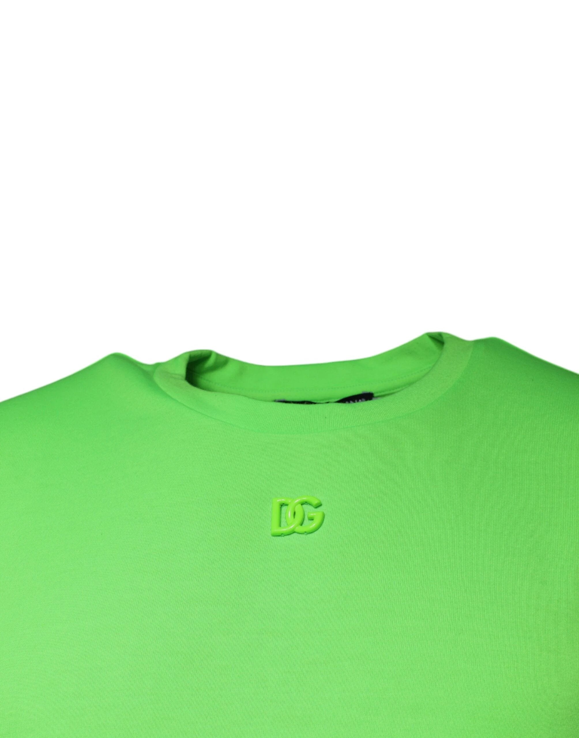 Dolce & Gabbana Green Logo Round Neck Short Sleeves T-shirt by Dolce & Gabbana
