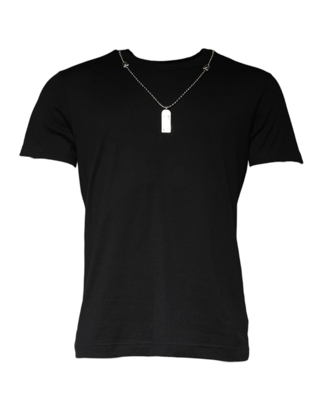 Dolce & Gabbana Black Cotton Necklace Embellished T-shirt by Dolce & Gabbana