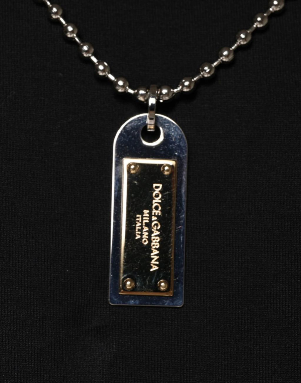Dolce & Gabbana Black Cotton Necklace Embellished T-shirt by Dolce & Gabbana