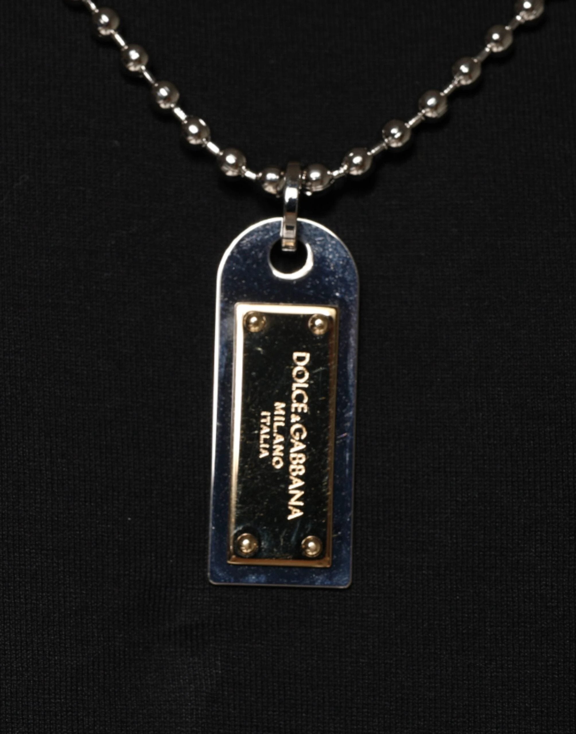 Dolce & Gabbana Black Cotton Necklace Embellished T-shirt by Dolce & Gabbana
