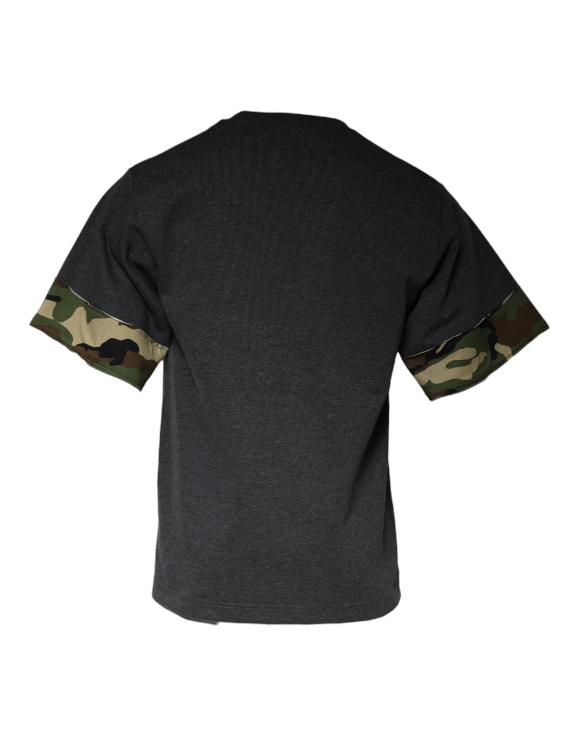 Dolce & Gabbana Dark Gray Camouflage Crew Neck T-shirt by Dolce & Gabbana