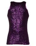 Dolce & Gabbana Purple Sequin Round Neck Sleeveless T-shirt by Dolce & Gabbana