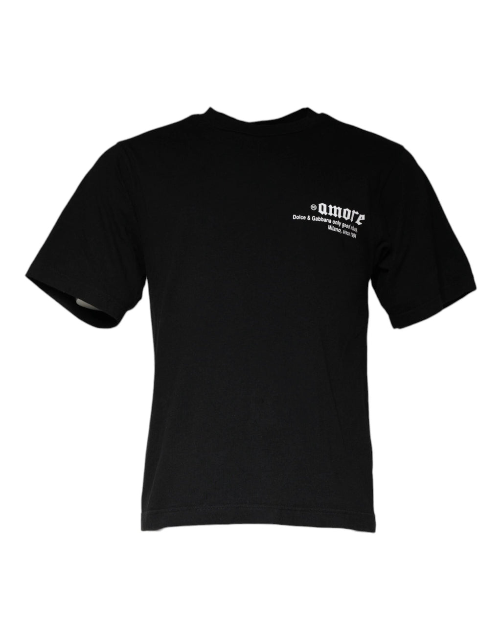Dolce & Gabbana Black Amore Print Cotton Crew Neck T-shirt by Dolce & Gabbana