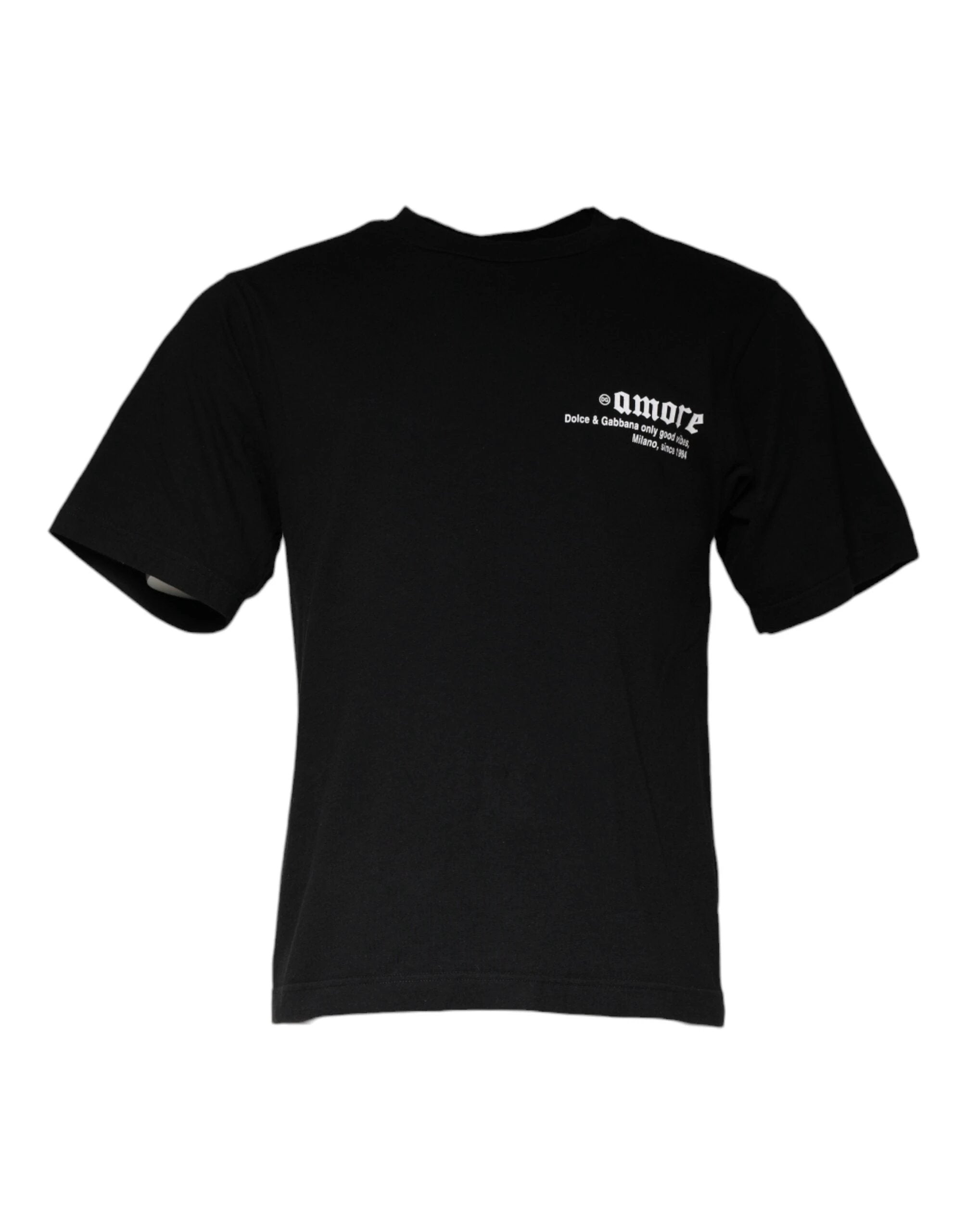 Dolce & Gabbana Black Amore Print Cotton Crew Neck T-shirt by Dolce & Gabbana