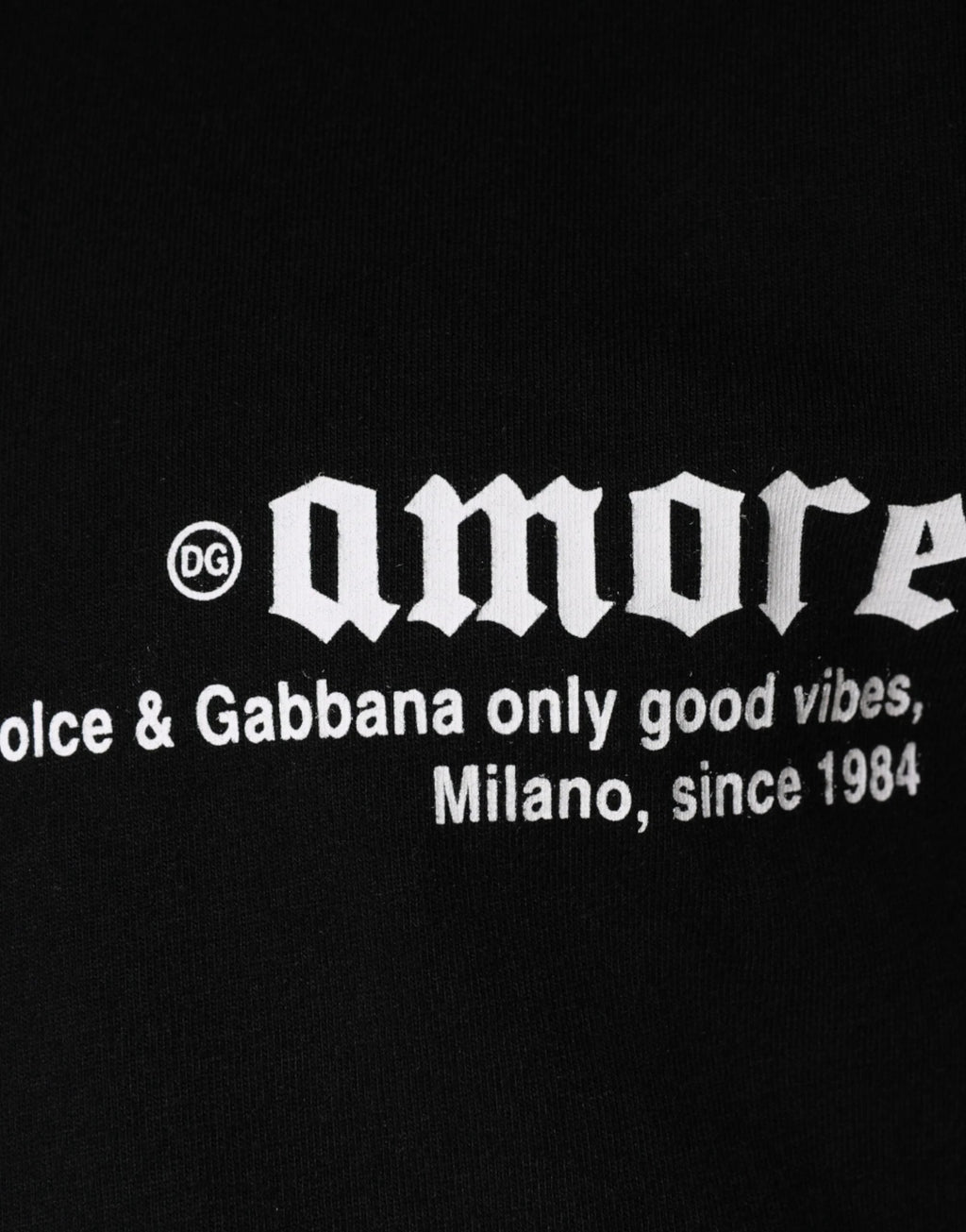 Dolce & Gabbana Black Amore Print Cotton Crew Neck T-shirt by Dolce & Gabbana