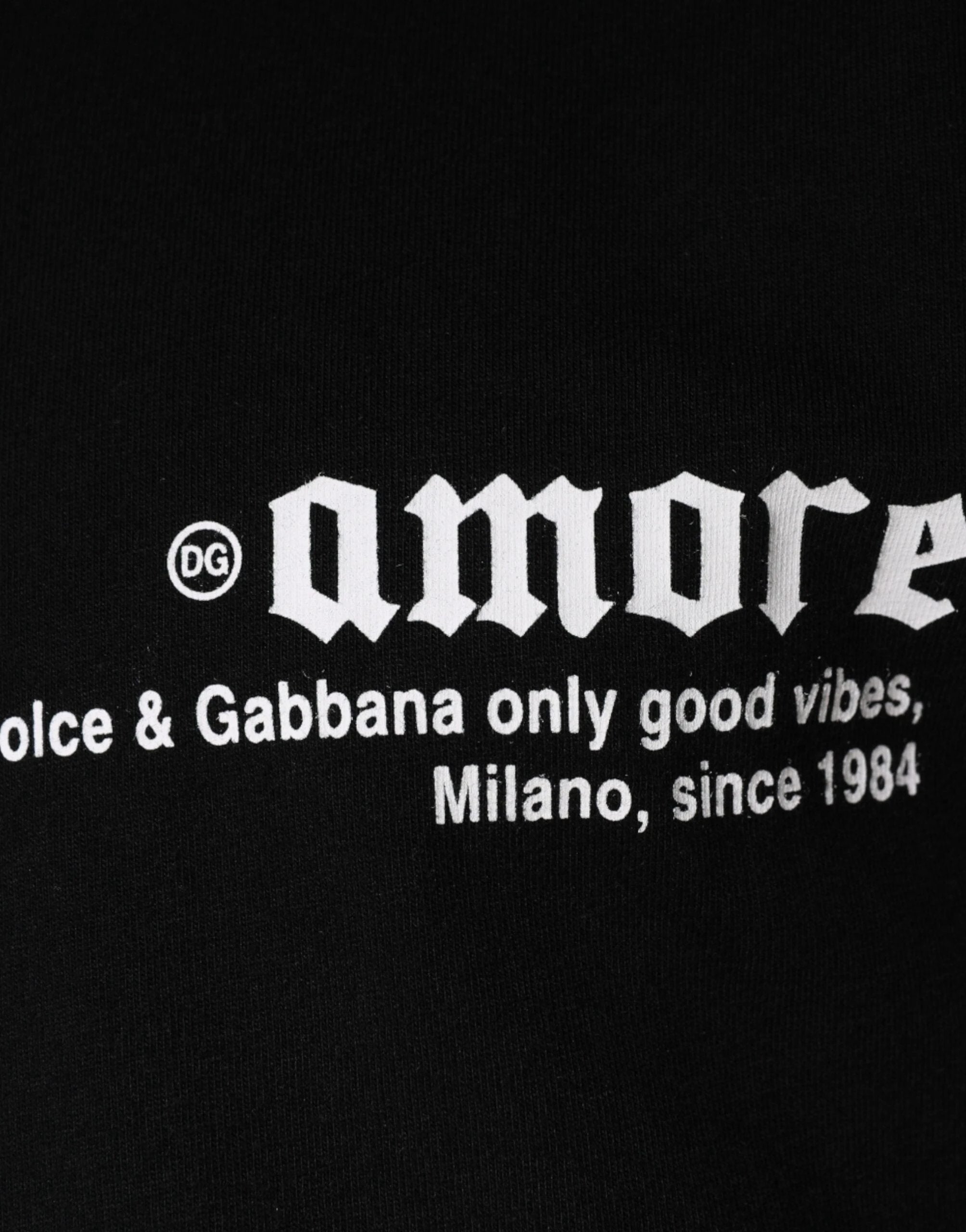 Dolce & Gabbana Black Amore Print Cotton Crew Neck T-shirt by Dolce & Gabbana