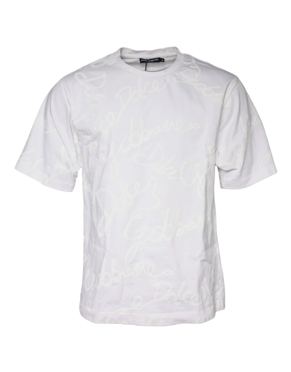 Dolce & Gabbana White Logo Print Cotton Crew Neck T-shirt by Dolce & Gabbana