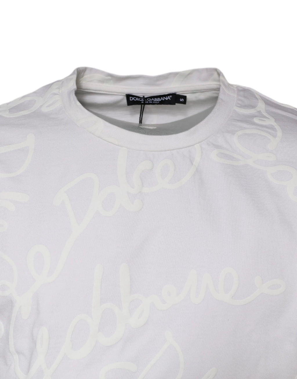 Dolce & Gabbana White Logo Print Cotton Crew Neck T-shirt by Dolce & Gabbana