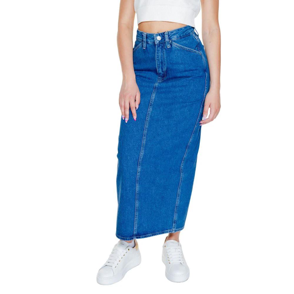 Calvin Klein Jeans Blue Cotton Long Skirt by Calvin Klein Jeans