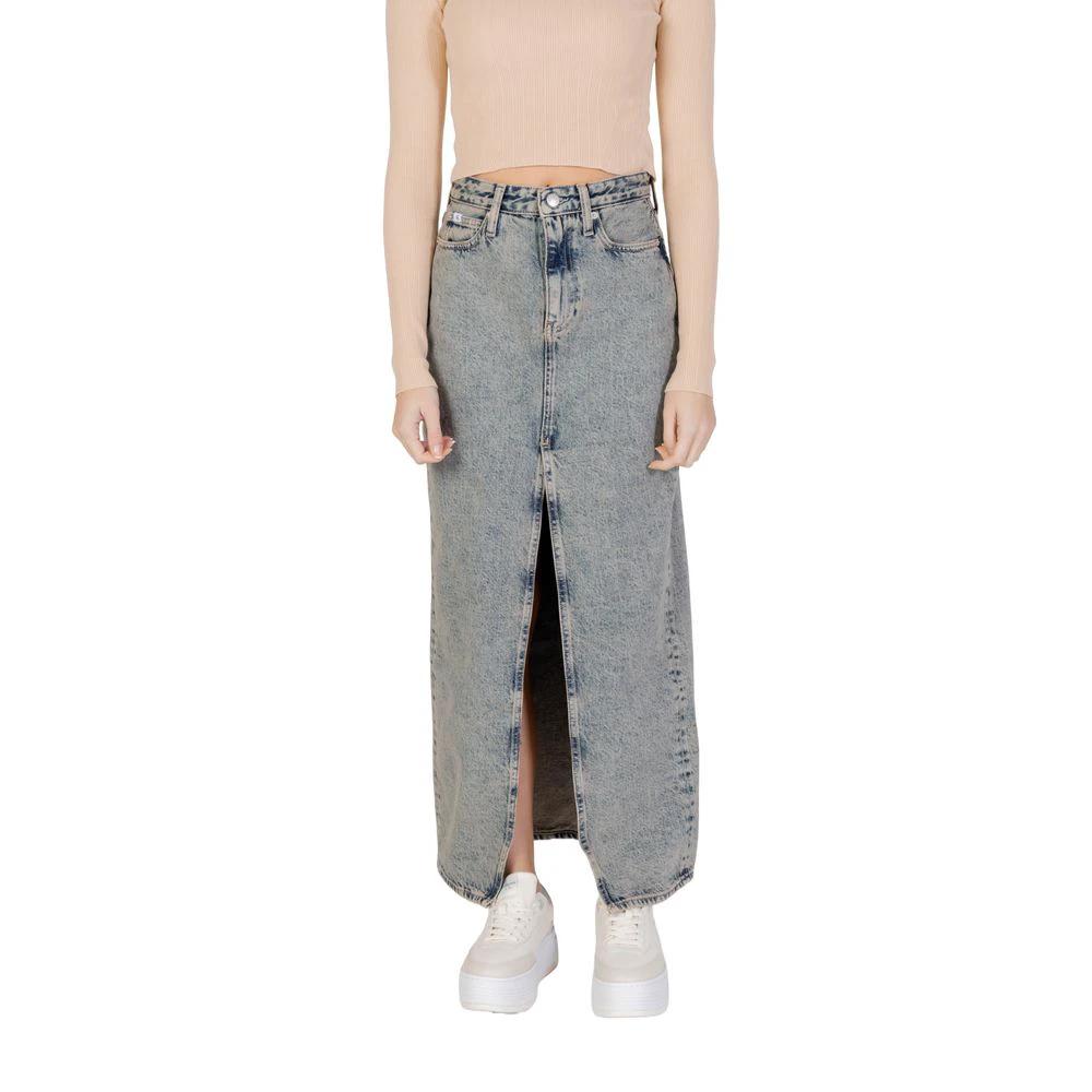 Calvin Klein Jeans Blue Cotton Long Skirt by Calvin Klein Jeans