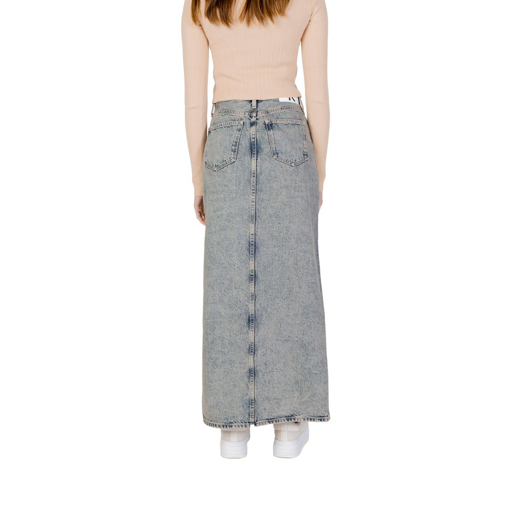 Calvin Klein Jeans Blue Cotton Long Skirt by Calvin Klein Jeans