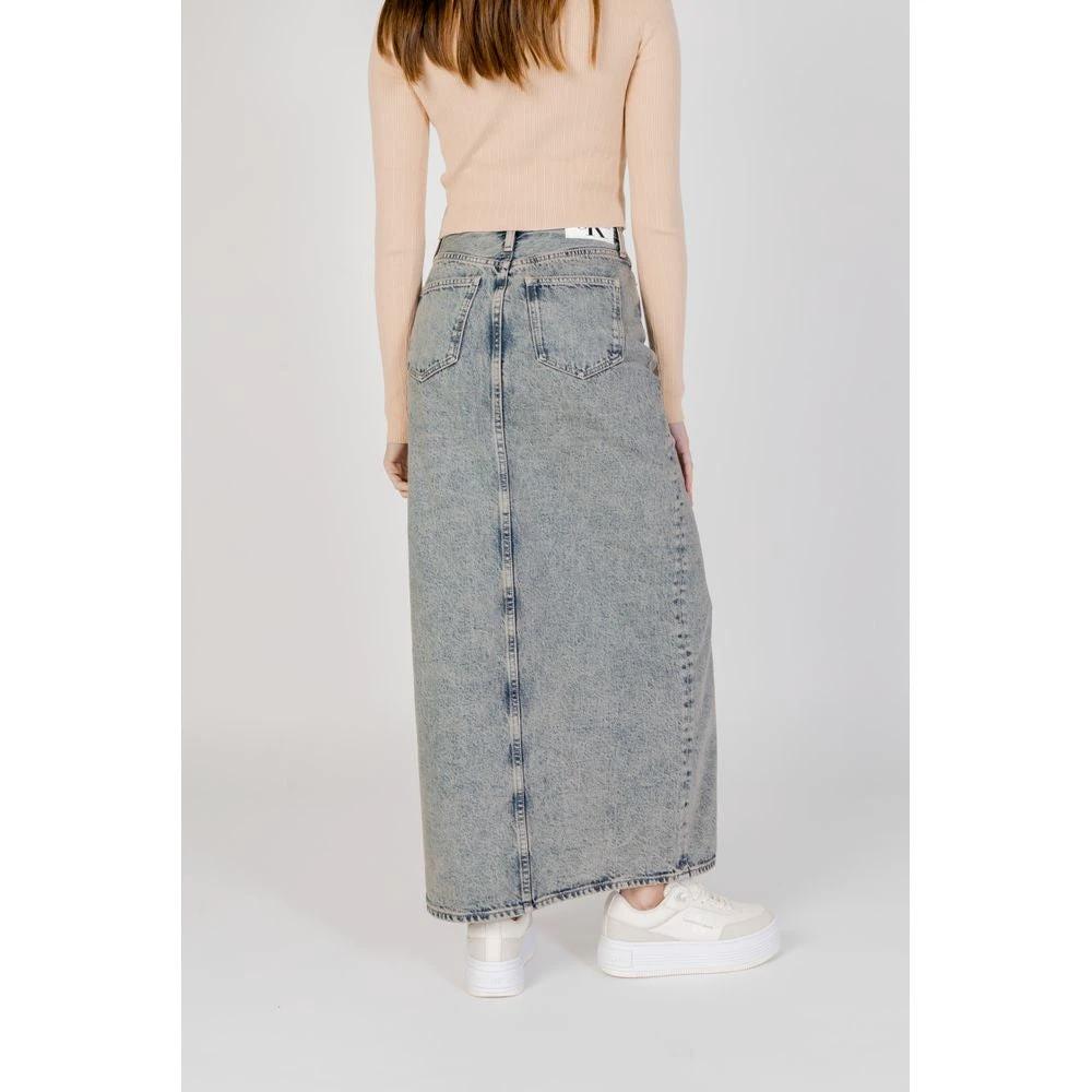 Calvin Klein Jeans Blue Cotton Long Skirt by Calvin Klein Jeans
