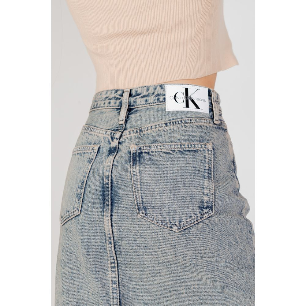 Calvin Klein Jeans Blue Cotton Long Skirt by Calvin Klein Jeans