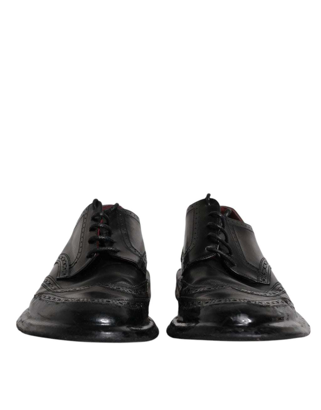 Dolce & Gabbana Black Leather Derby Wingtip Formal Shoes by Dolce & Gabbana