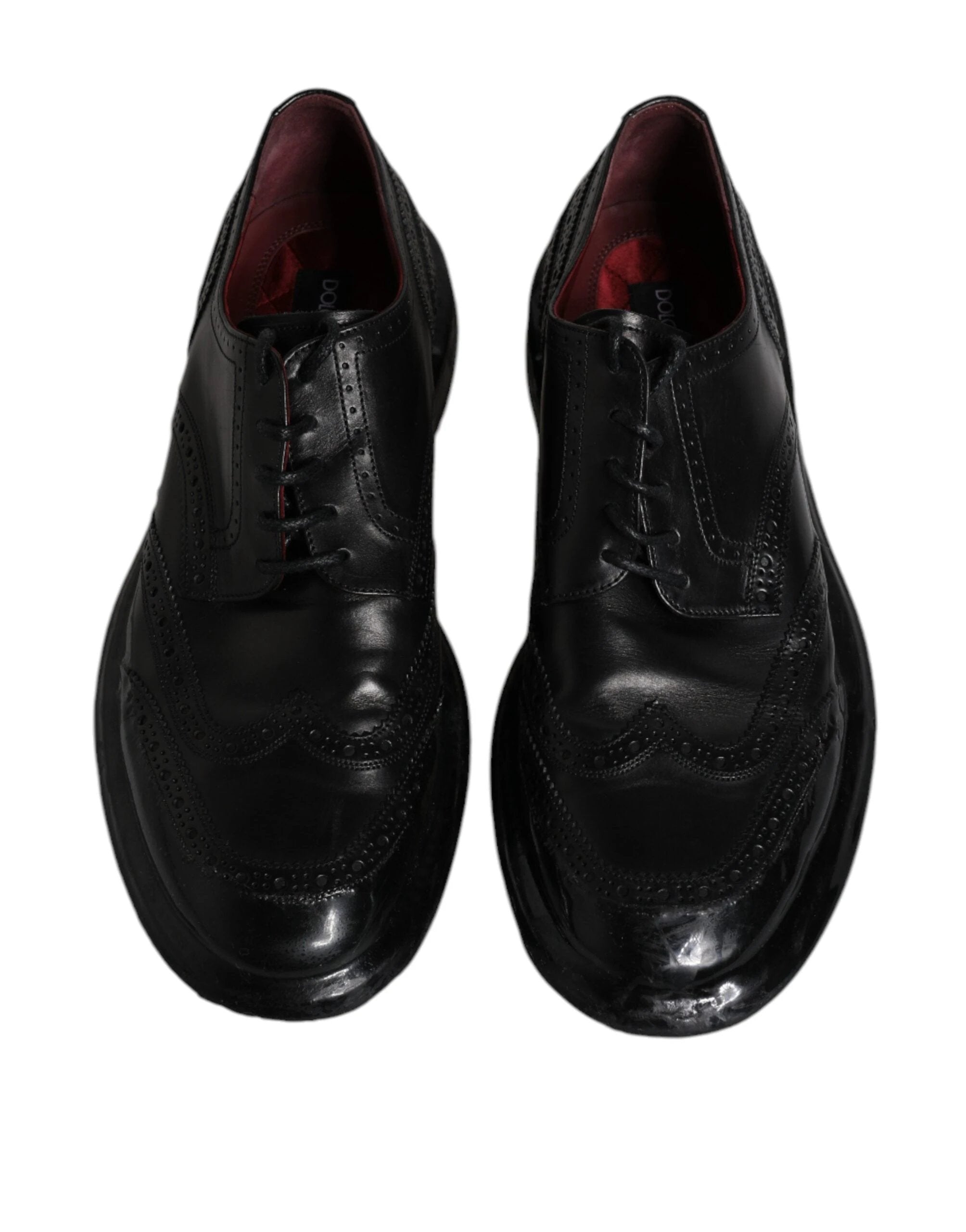 Dolce & Gabbana Black Leather Derby Wingtip Formal Shoes by Dolce & Gabbana