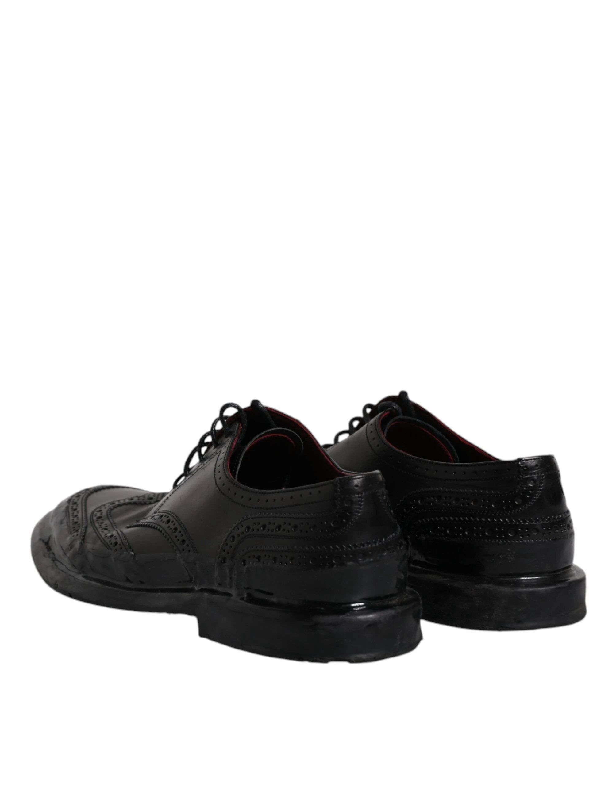 Dolce & Gabbana Black Leather Derby Wingtip Formal Shoes by Dolce & Gabbana