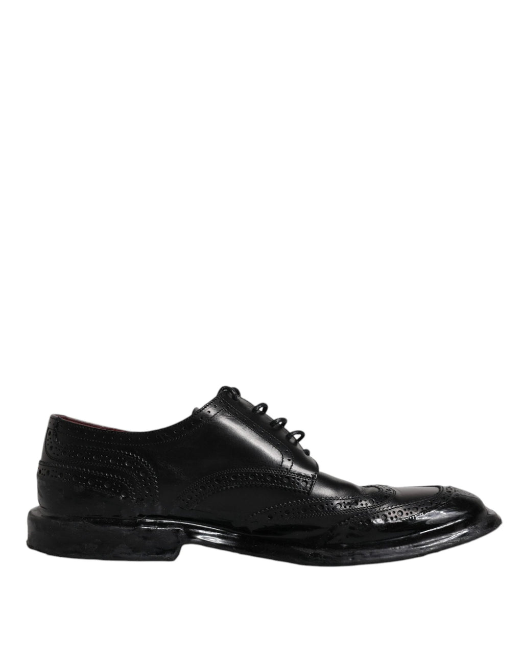 Dolce & Gabbana Black Leather Derby Wingtip Formal Shoes by Dolce & Gabbana