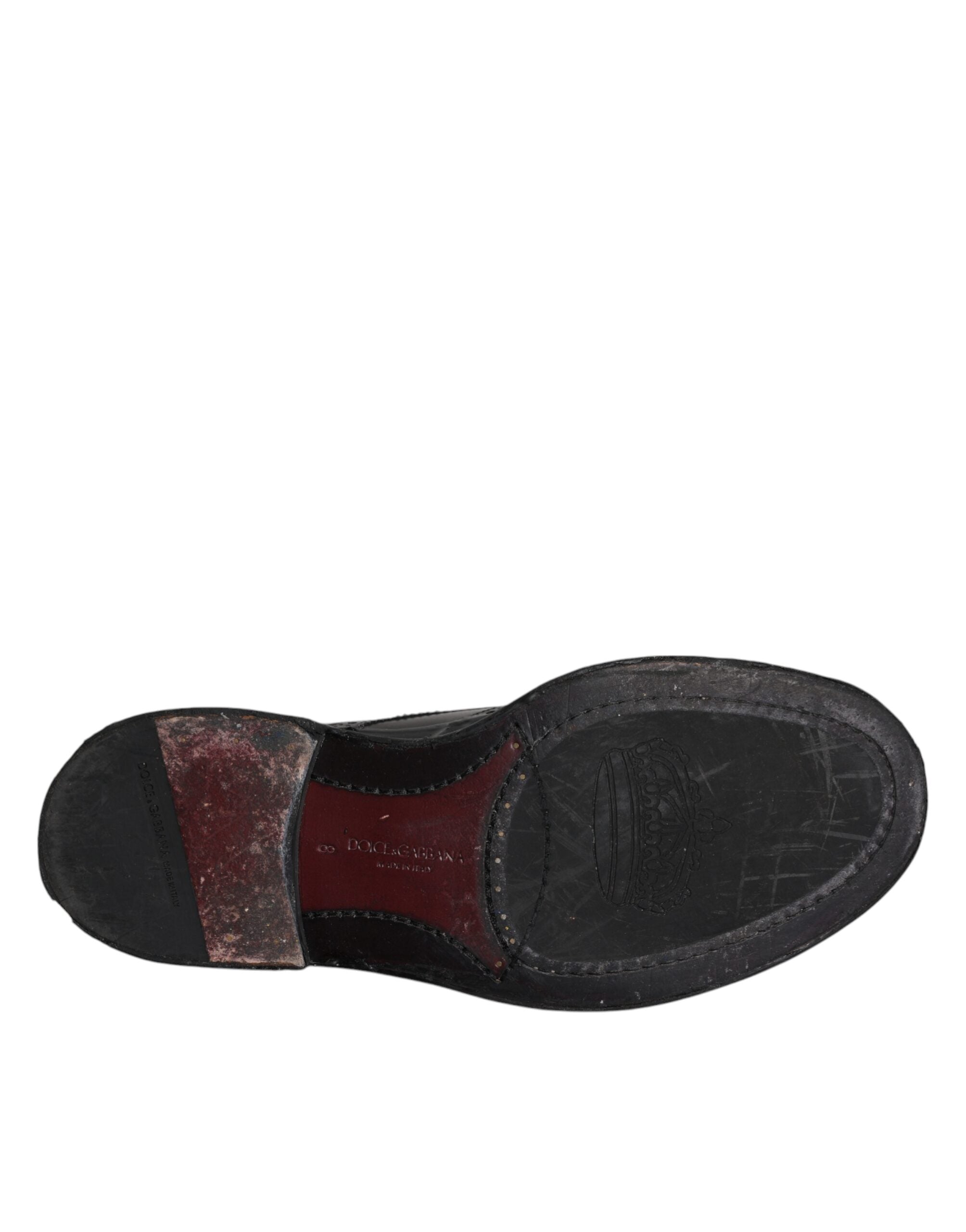 Dolce & Gabbana Black Leather Derby Wingtip Formal Shoes by Dolce & Gabbana