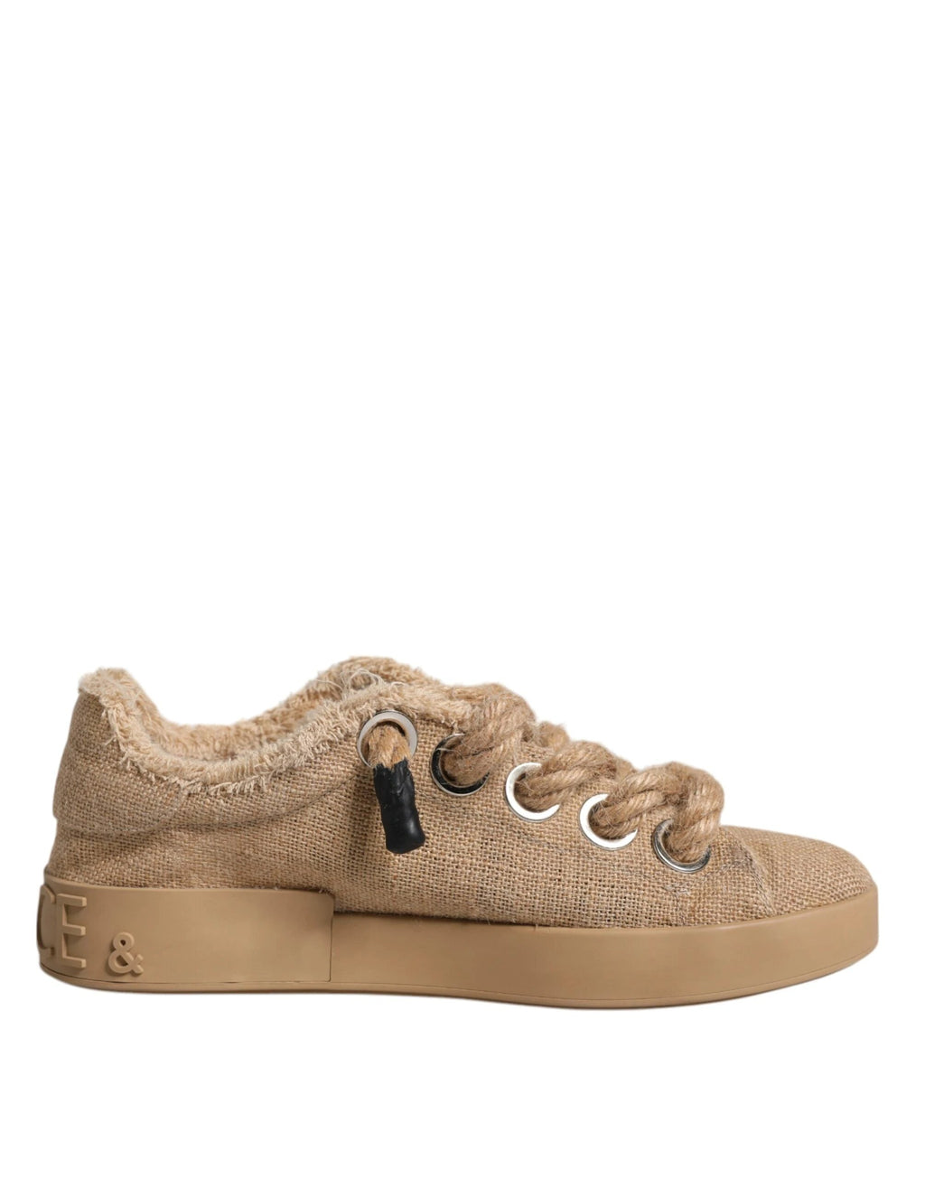 Dolce & Gabbana Brown Jute Fabric Low Top Men Sneakers Shoes by Dolce & Gabbana