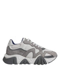 Versace Grey Leather Neoprene Chunky Low Top Squalo Sneakers Shoes by Versace