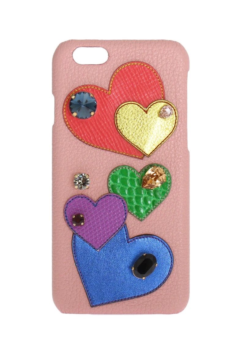 Dolce & Gabbana Pink Leather Heart Crystal Phone Case by Dolce & Gabbana