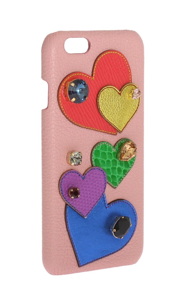 Dolce & Gabbana Pink Leather Heart Crystal Phone Case by Dolce & Gabbana