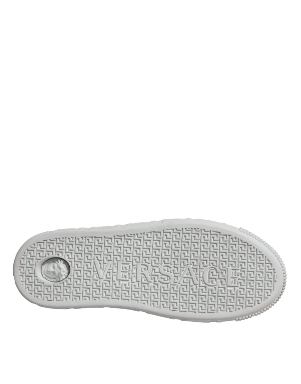 Versace White Pink Greca Print Platform Low Top Sneakers Shoes by Versace