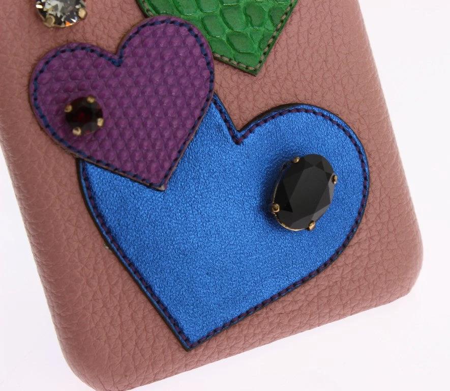 Dolce & Gabbana Pink Leather Heart Crystal Phone Case by Dolce & Gabbana