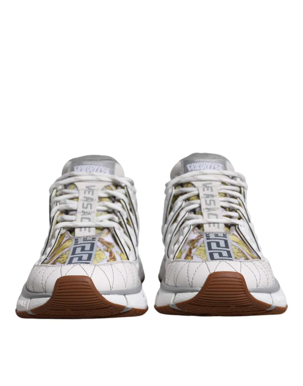 Versace Versace White Trigreca Barocco Print Low Top Sneakers Shoes