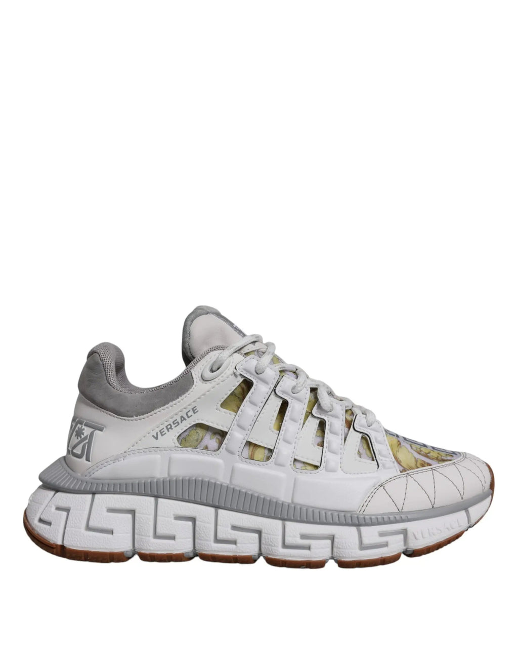 Versace Versace White Trigreca Barocco Print Low Top Sneakers Shoes