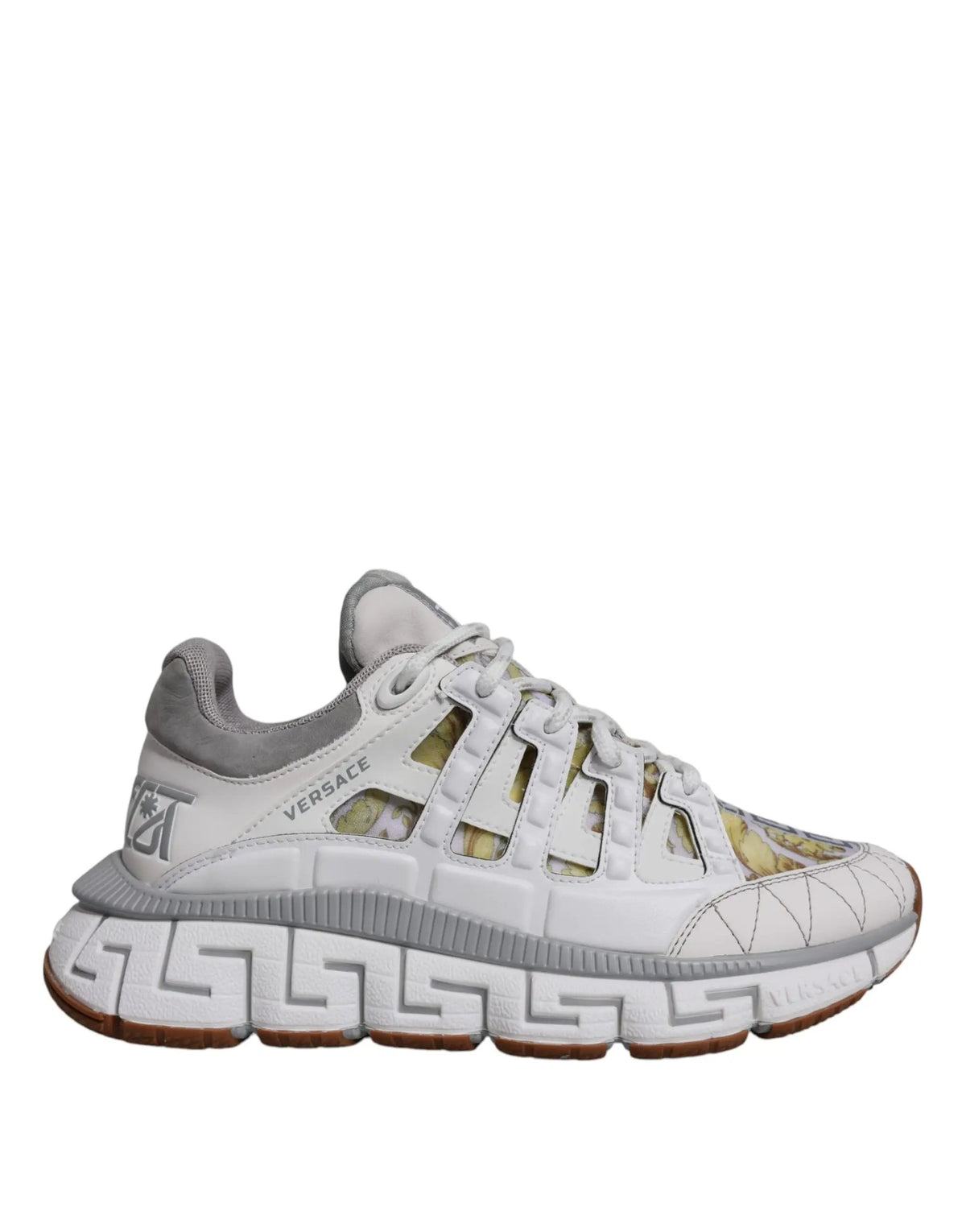 Versace Versace White Trigreca Barocco Print Low Top Sneakers Shoes