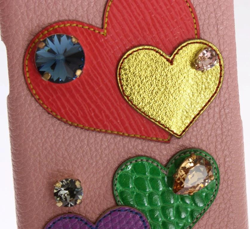 Dolce & Gabbana Pink Leather Heart Crystal Phone Case by Dolce & Gabbana