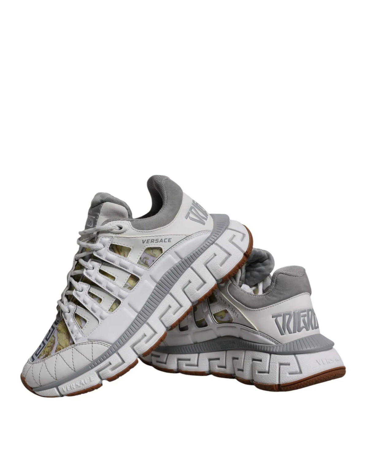 Versace Versace White Trigreca Barocco Print Low Top Sneakers Shoes