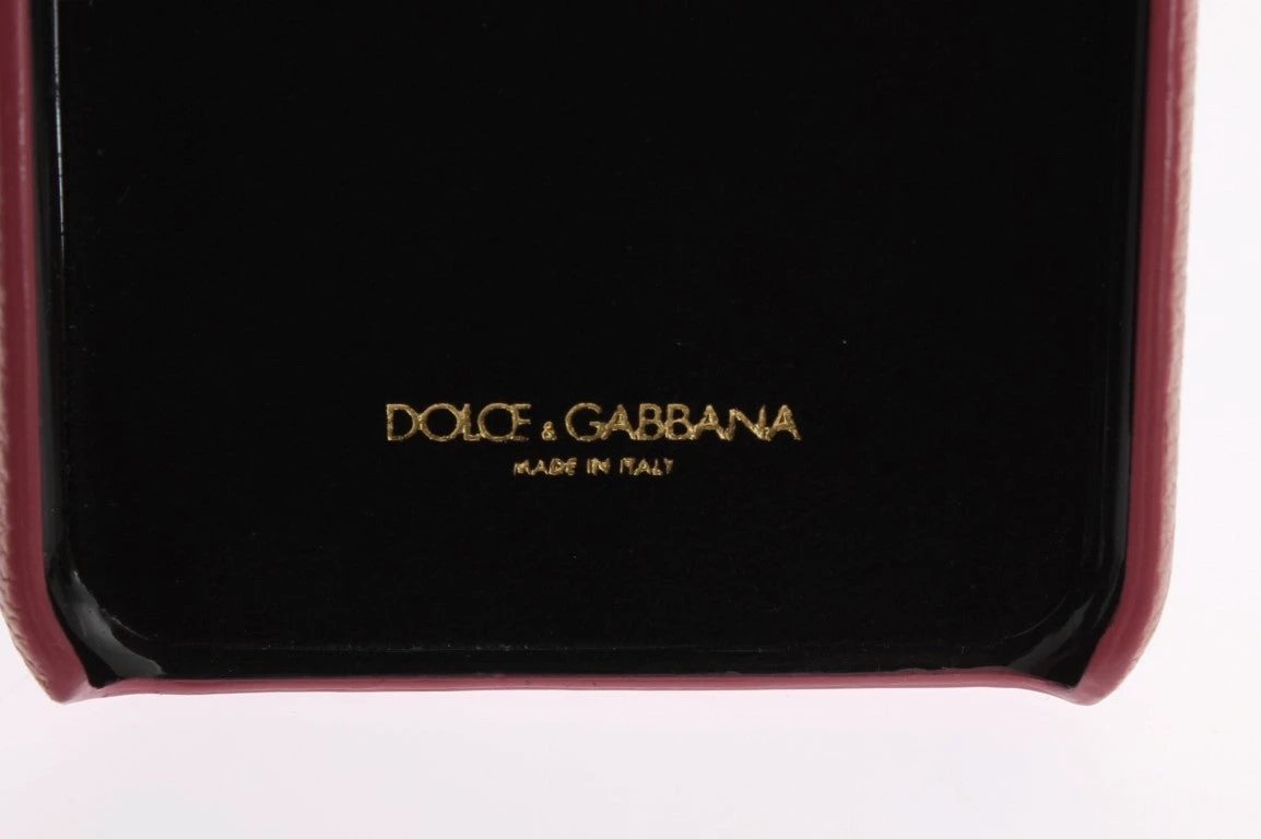Dolce & Gabbana Pink Leather Heart Crystal Phone Case by Dolce & Gabbana